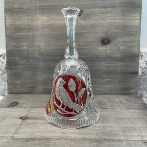 Vtg German Bleikristall Lead Crystal Ruby Bird 6" Bell Hofbauer Byrde Collection